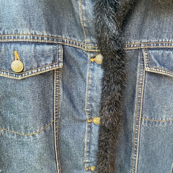 Dennis Basso Faux Fur Denim Jacket - Picture 4 of 8